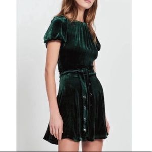 Sandro Stuarty Green Velvet Mini Dress XS 0
